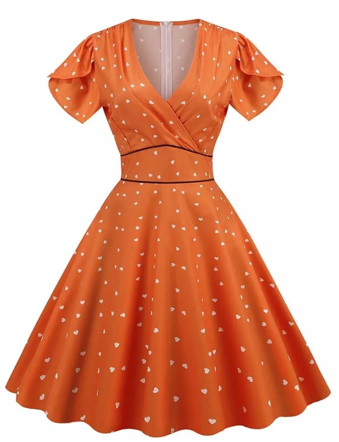 Sexy Pin Up Vestido Vintage Naranja