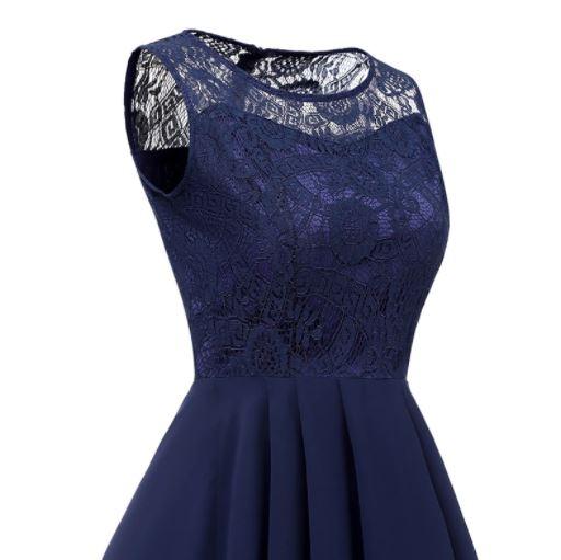 Vestido De Noche Elegante Azul Marino Vintage