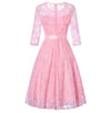 Vestido De Noche De Manga Larga Rosa Vintage