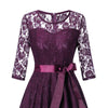 Vestido De Noche De Manga Larga Morado Vintage