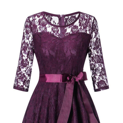 Vestido De Noche De Manga Larga Morado Vintage