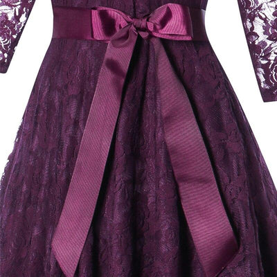 Vestido De Noche De Manga Larga Morado Vintage
