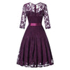 Vestido De Noche De Manga Larga Morado Vintage