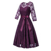 Vestido De Noche De Manga Larga Morado Vintage