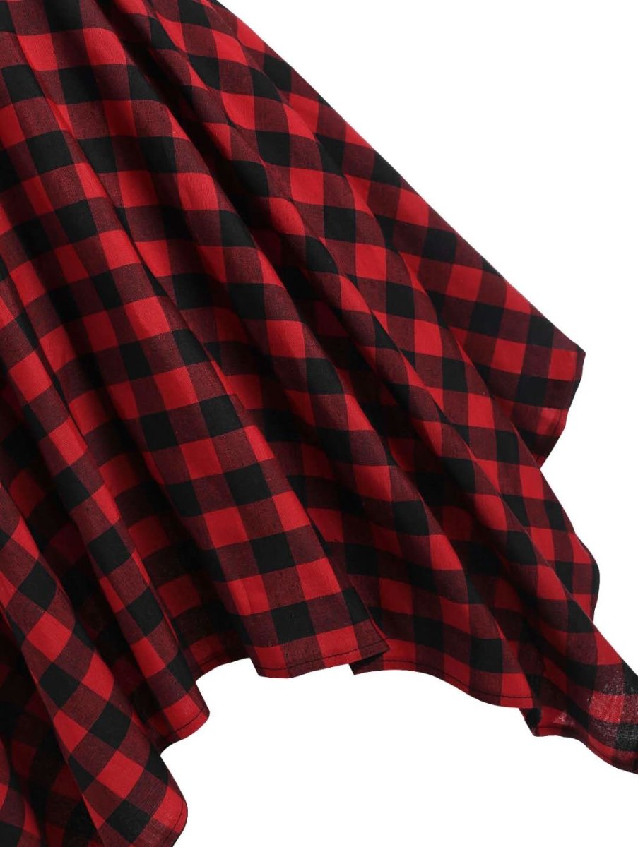 Vestido Vintage De Talle Alto A Cuadros