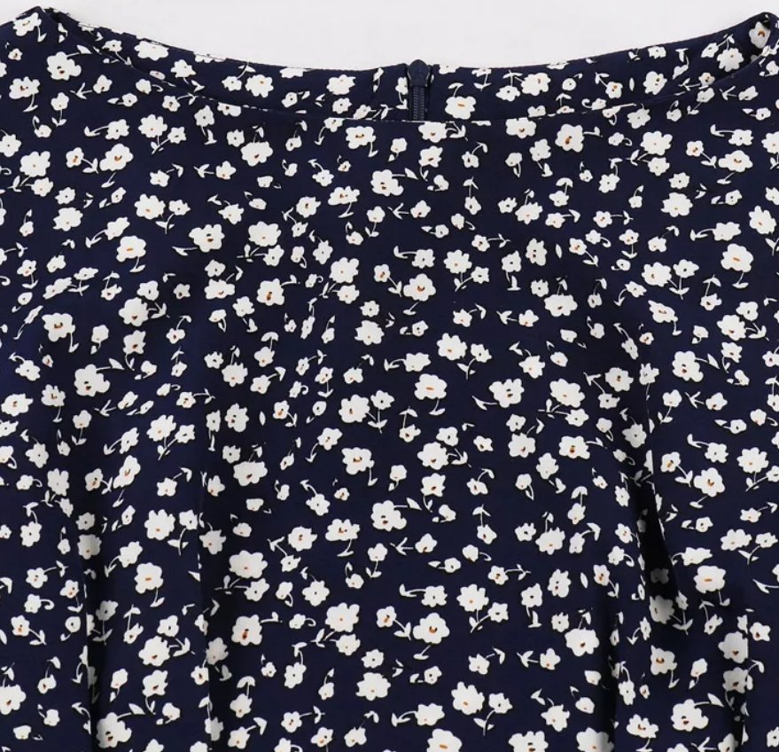 Vestido Vintage De Talle Alto Azul Marino