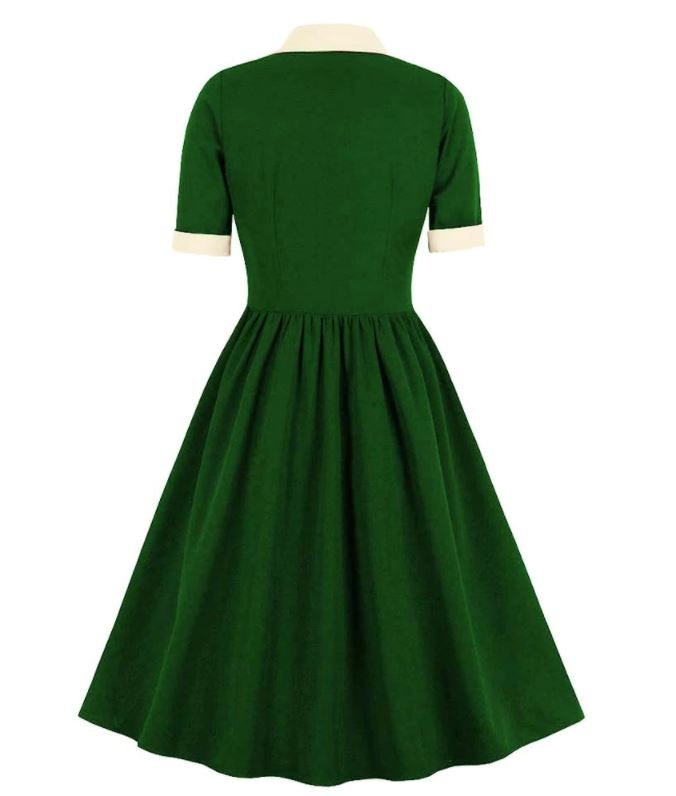 Vestido Vintage Verde De Talle Alto