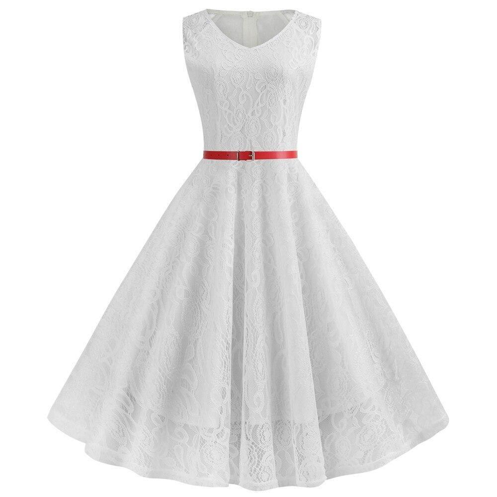 Vestido Trapecio Vintage Blanco