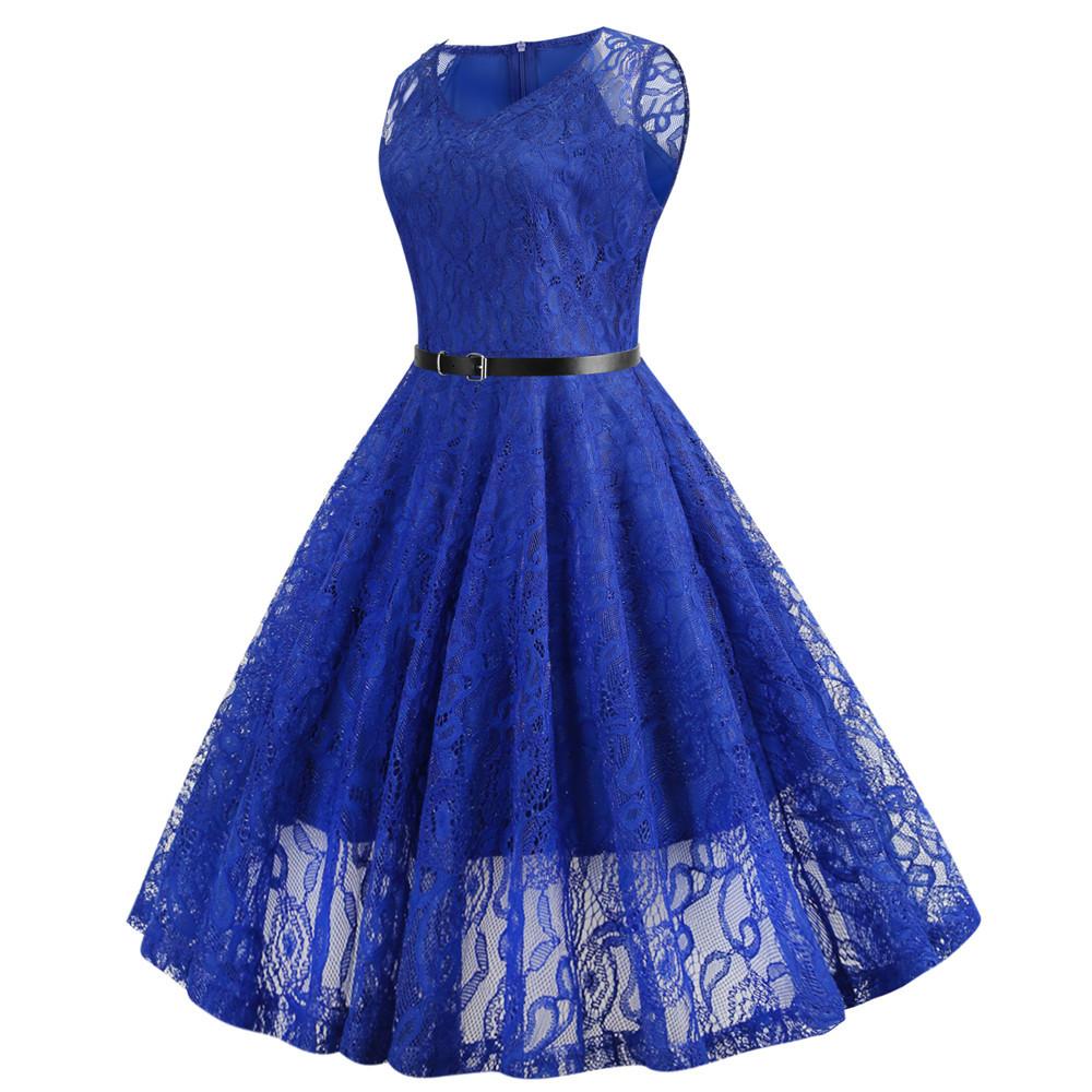 Vestido Trapecio Vintage Azul