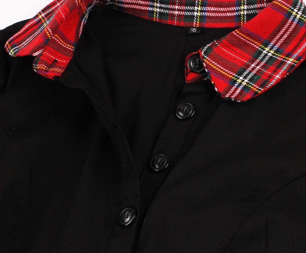 Vestido Vintage De Trabajo A Cuadros Negro