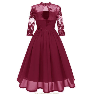 Vestido Vintage De Gasa Burdeos