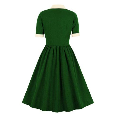 Vestido Vintage Verde Con Cuello Blanco