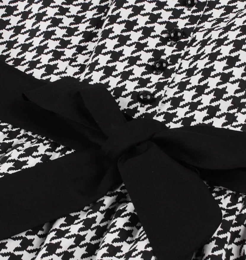 Vestido Vintage Vichy Blanco Y Negro