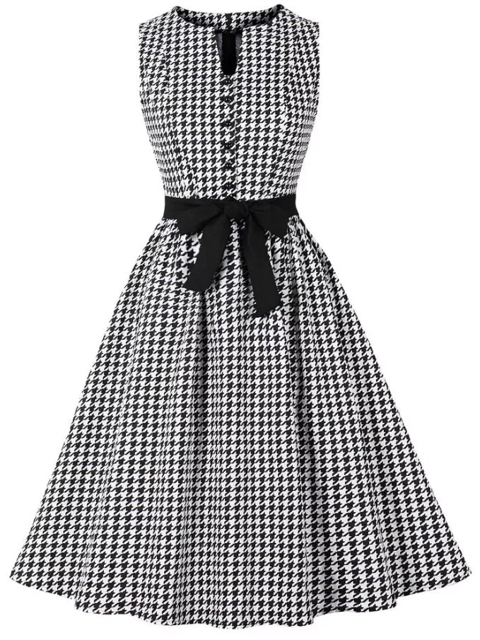 Vestido Vintage Vichy Blanco Y Negro