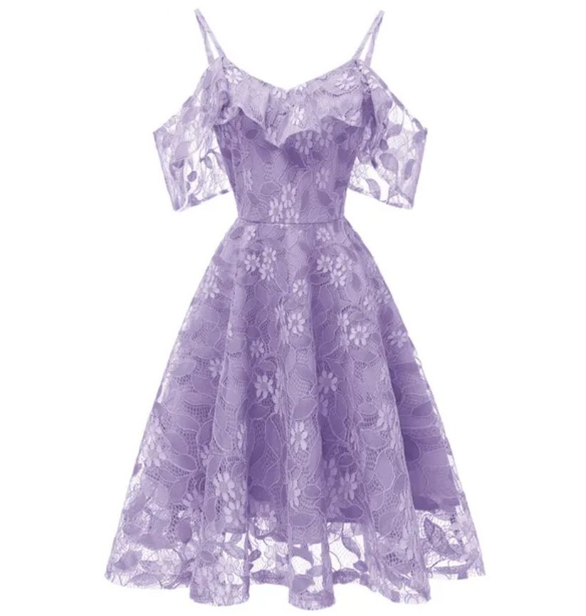 Vestido Vintage Morado Con Velo
