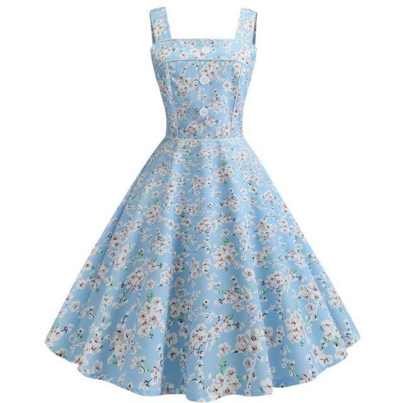 Vestido Vintage 1950 Azul Cielo