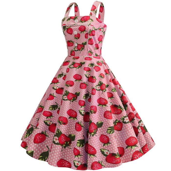 Vestido Vintage 1950 Rosa Fresa