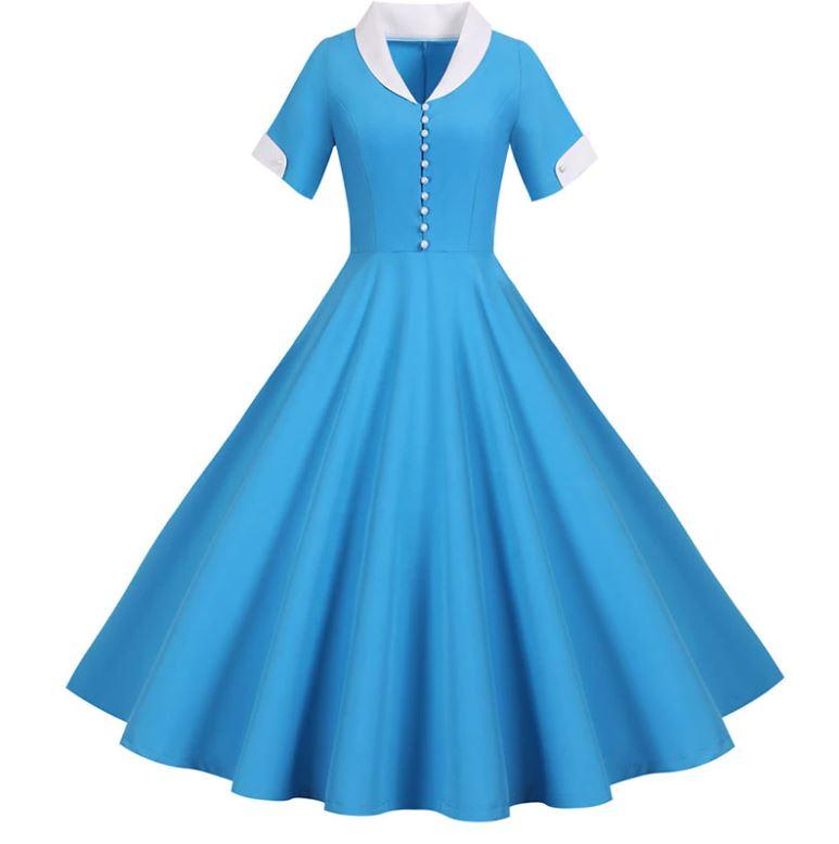 Vestido Vintage 50s Azul Cielo