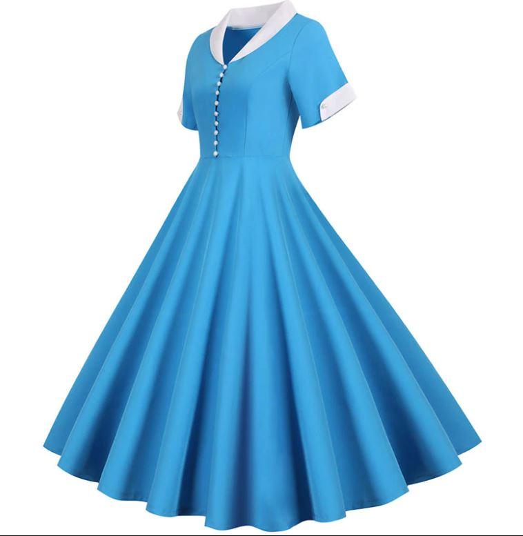 Vestido Vintage 50s Azul Cielo