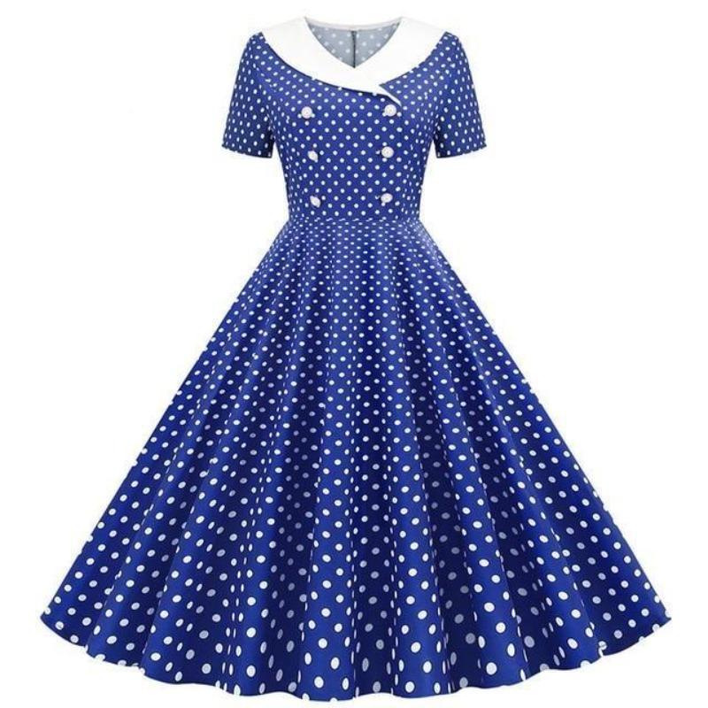 Vestido años 50 en azul estilo vintage ideal para fiestas y bodas