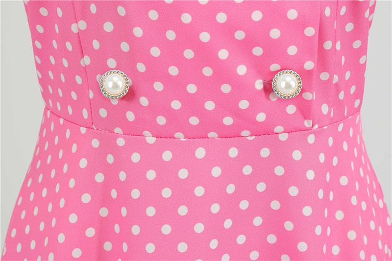 Vestido Rosa De Vuelo De Los Años 50