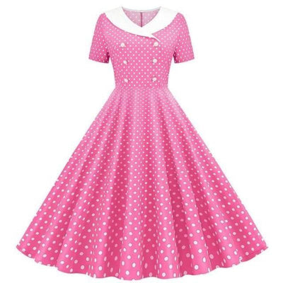 Vestido Rosa De Vuelo De Los Años 50