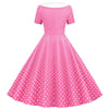 Vestido Rosa De Vuelo De Los Años 50