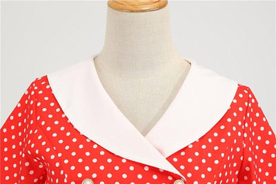 Vestido Años 50 Rojo Y Blanco