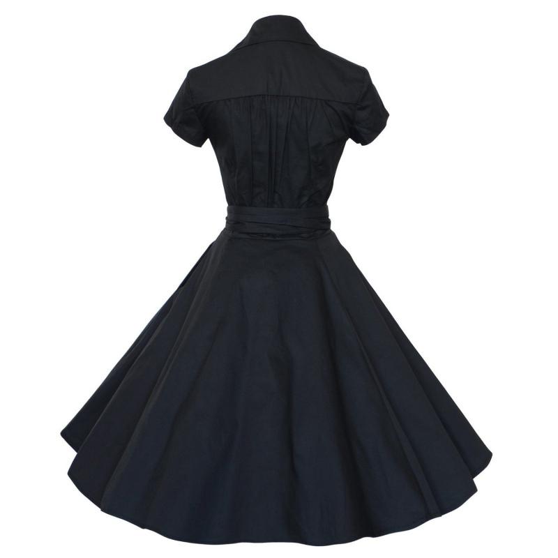 Vestido Vintage 1950s Negro Liso