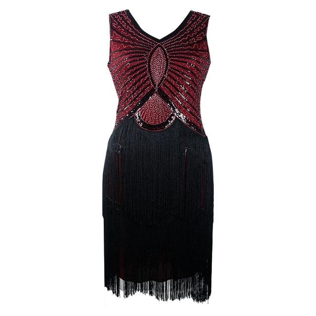 Vestido Burdeos Art Déco Vintage De Los Años 20
