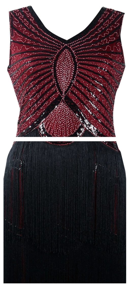 Vestido Burdeos Art Déco Vintage De Los Años 20