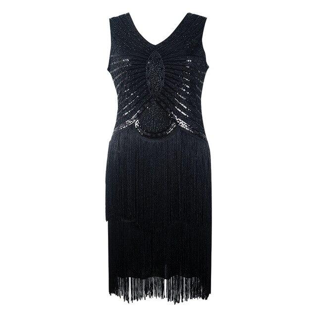 Vintage 1920s Art Deco Vestido Negro