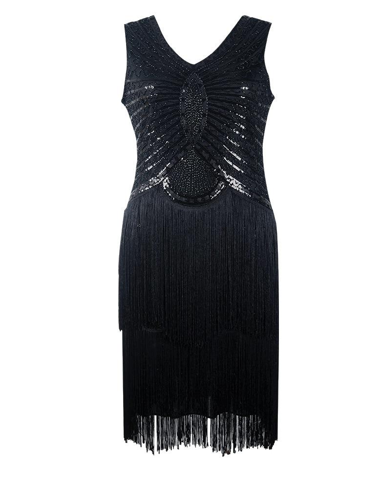 Vintage 1920s Art Deco Vestido Negro