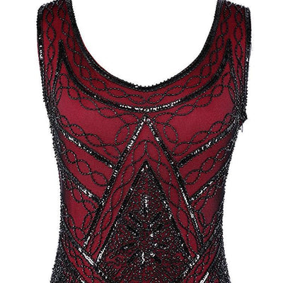 Vestido Gatsby Vintage Años 20 Burdeos