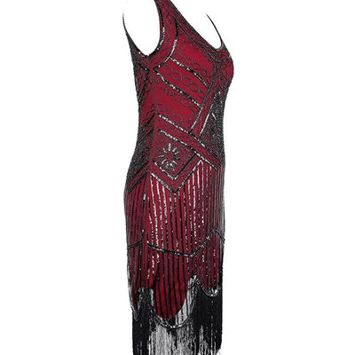Vestido Gatsby Vintage Años 20 Burdeos