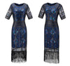 Vestido Largo Azul Vintage Gatsby De Los Años 20