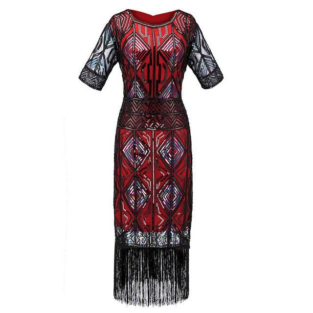 Vestido Largo Rojo De Gatsby De La Década De 1920