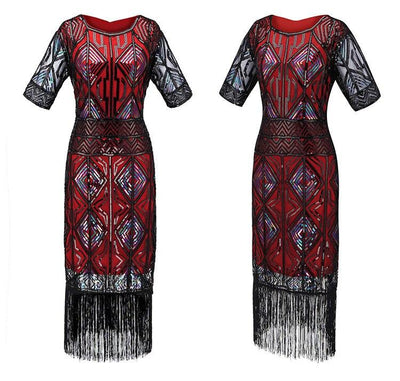 Vestido Largo Rojo De Gatsby De La Década De 1920