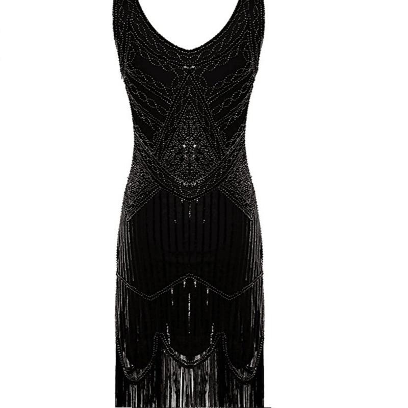 Vestido Vintage 1920s Gatsby Negro