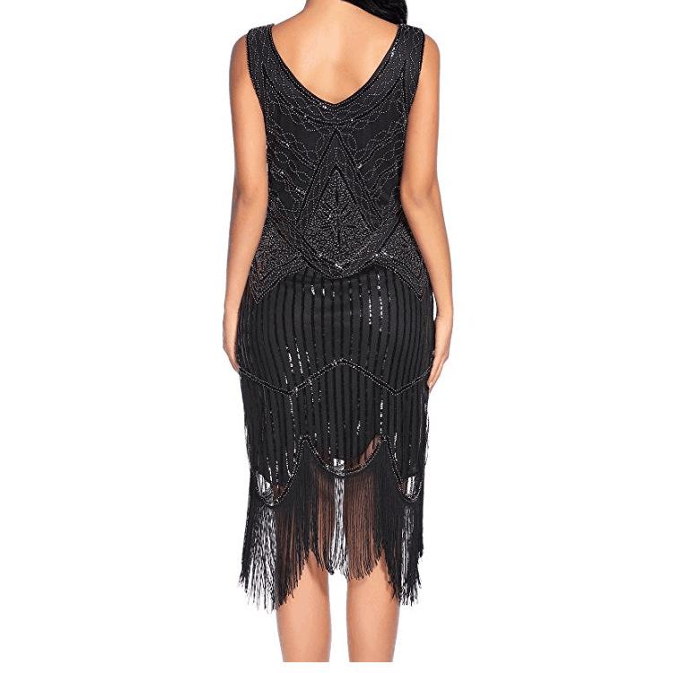 Vestido Vintage 1920s Gatsby Negro