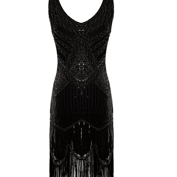 Vestido Vintage 1920s Gatsby Negro