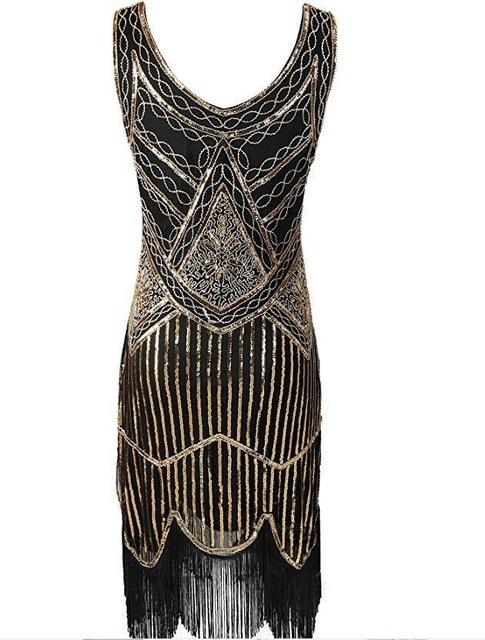 Vintage 1920s Gatsby Vestido Dorado