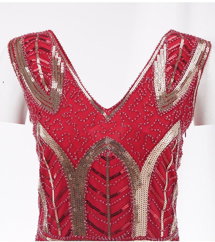 Vintage 1920s Gatsby Vestido Rojo