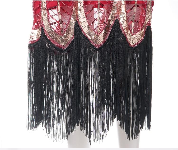 Vintage 1920s Gatsby Vestido Rojo