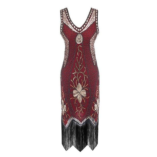 Vestido Vintage 1920s Talla Grande Charleston Rojo