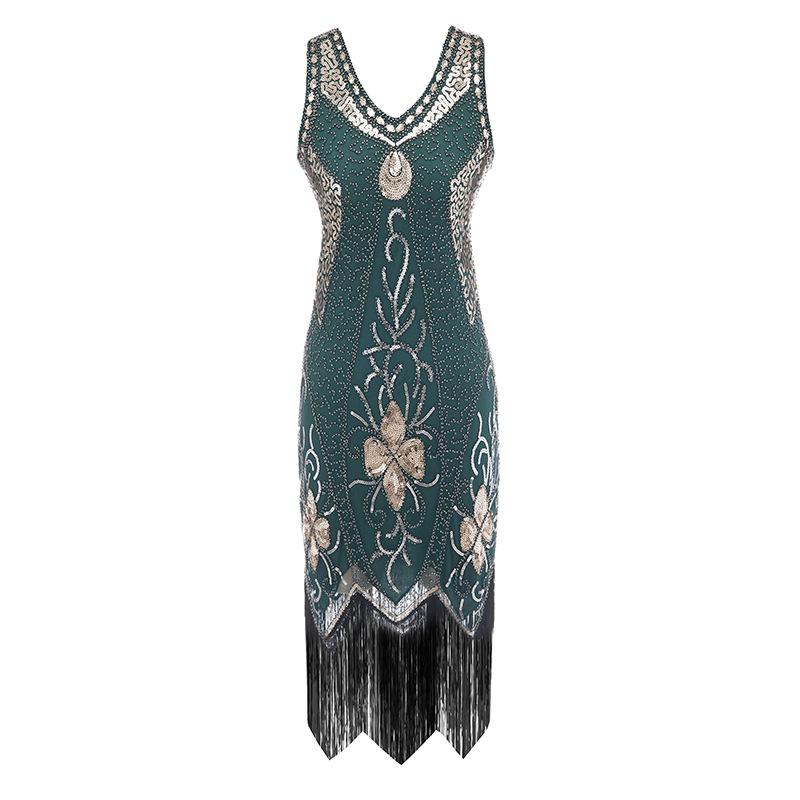 Vestido Charleston Plus Size 1920s Vintage Verde
