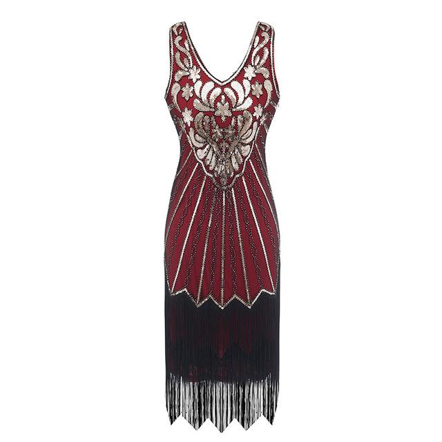 Vestido Vintage Rojo De Los Años 20 De Talla Grande