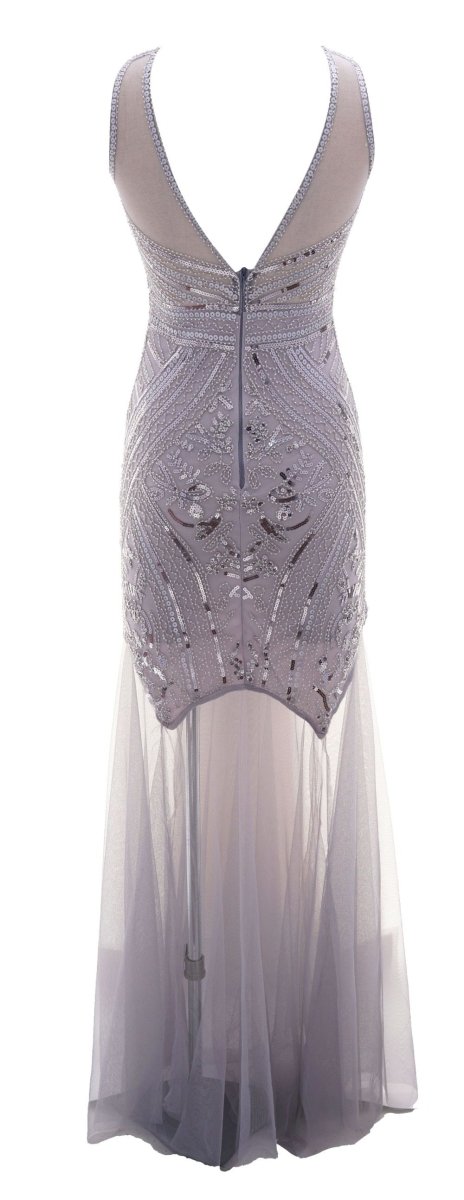 Vestido Vintage 1920s Largo Gris