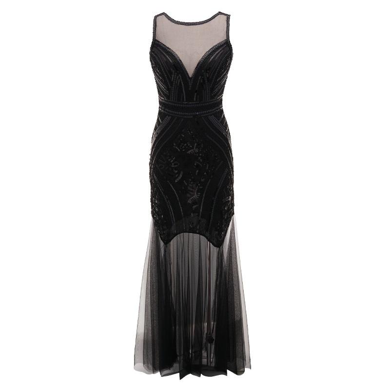 Vestido Vintage 1920s Largo Negro
