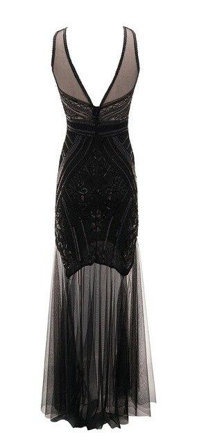 Vestido Vintage 1920s Largo Negro
